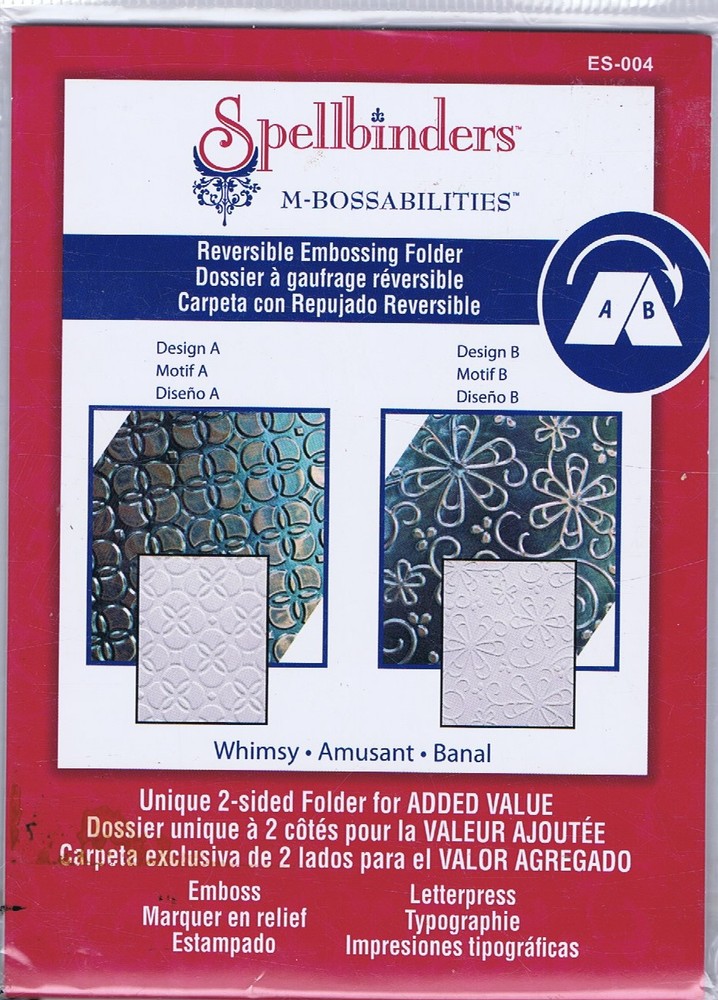 Spellbinders Reversible Embossing Folder -Whimsy-New