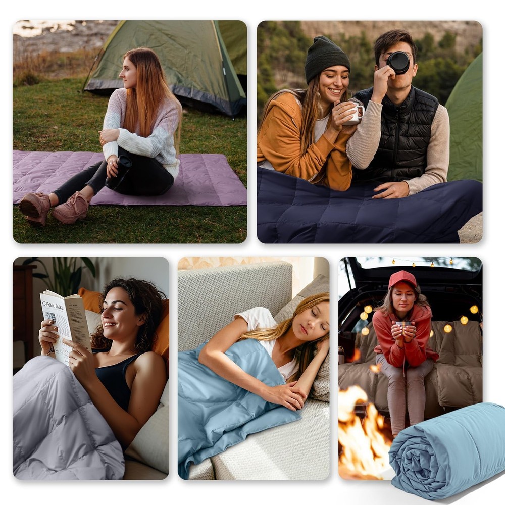 Lightweight Down Throw Blanket Feather Down Throw for Couch Sofa Soft Packabl...