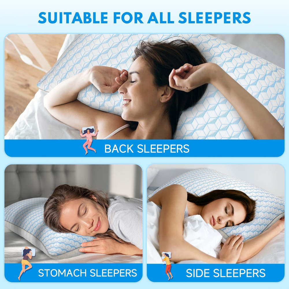 Bed Pillows Queen Size for Sleeping - Breathable Cooling Down Alternative Soft P