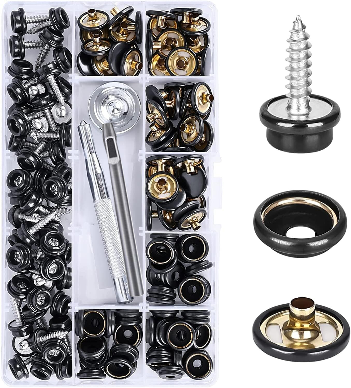 Screw Snap Fastener Stainless Steel Boat Canvas Press Stud Cover Button Kit