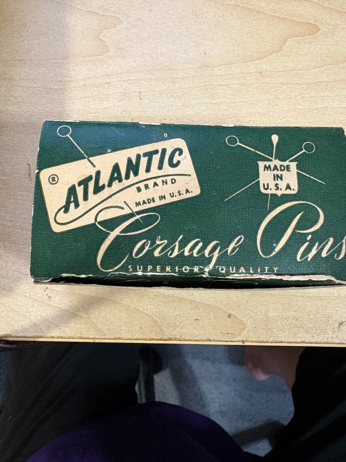 Vintage Atlantic Brand White, Pink & Blue  PEARL 2 1/2  CORSAGE PINS Beaded