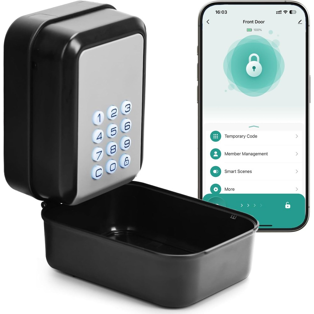 Smart Key Lock Box Electronic Bluetooth Lock Box with Tuya APP Control & PIN ...