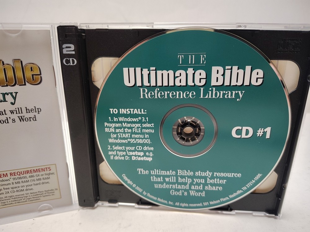 Nelson The Ultimate Bible Reference Library 2-CD PC CD-ROM, 2002)Windows 98/2000