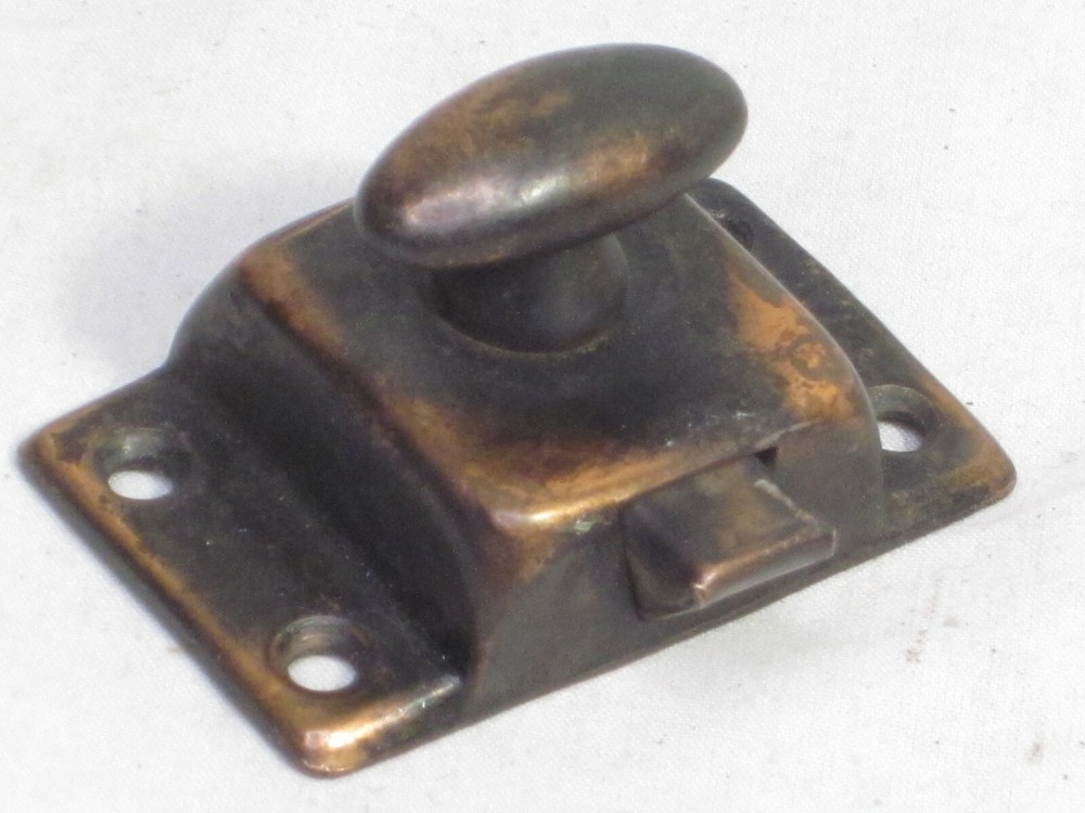 small vintage turn knob spring latch latching hardware deadbolt copper-tone