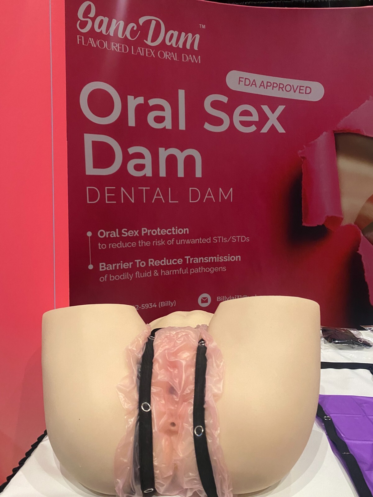 4 Flavored SancDam Ultra-Thin Oral Sex Dam W/Elastic Strap Belt (Dental Dams)