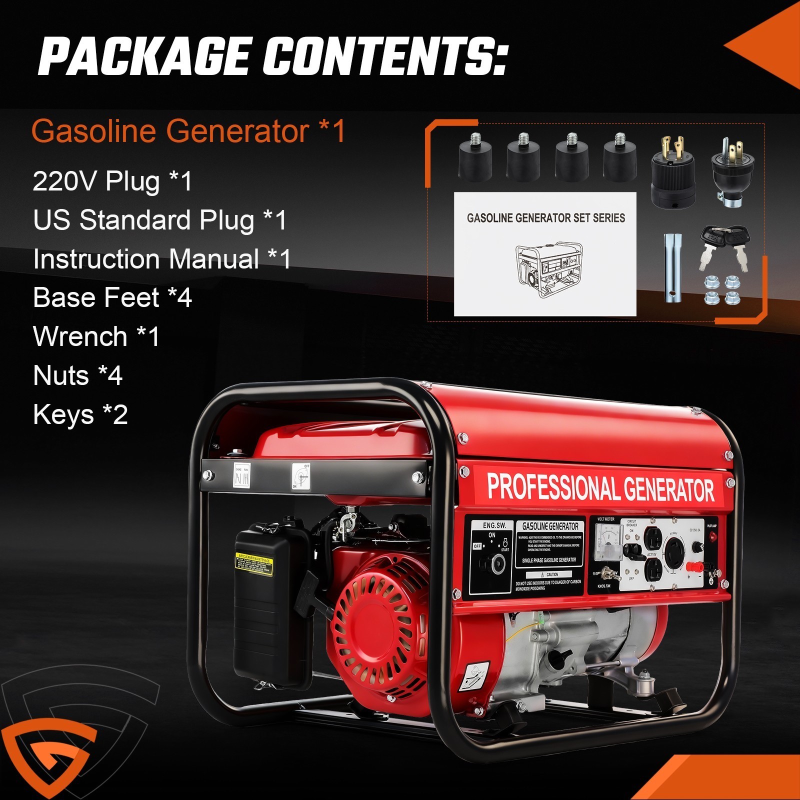 5000W Portable Generator Gas Powered 4 Stroke for Home Backup Construction