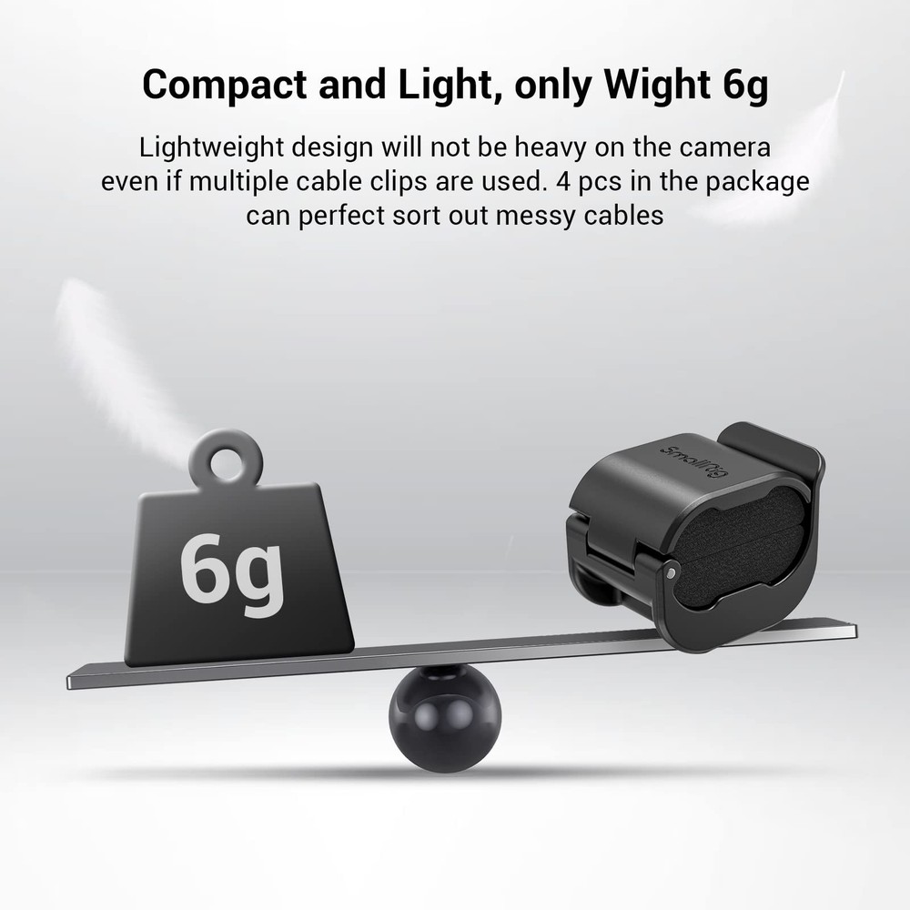SmallRig Camera Clamp (4 pcs) for HDMI/SDI/Microphone Cable, DSLR Black