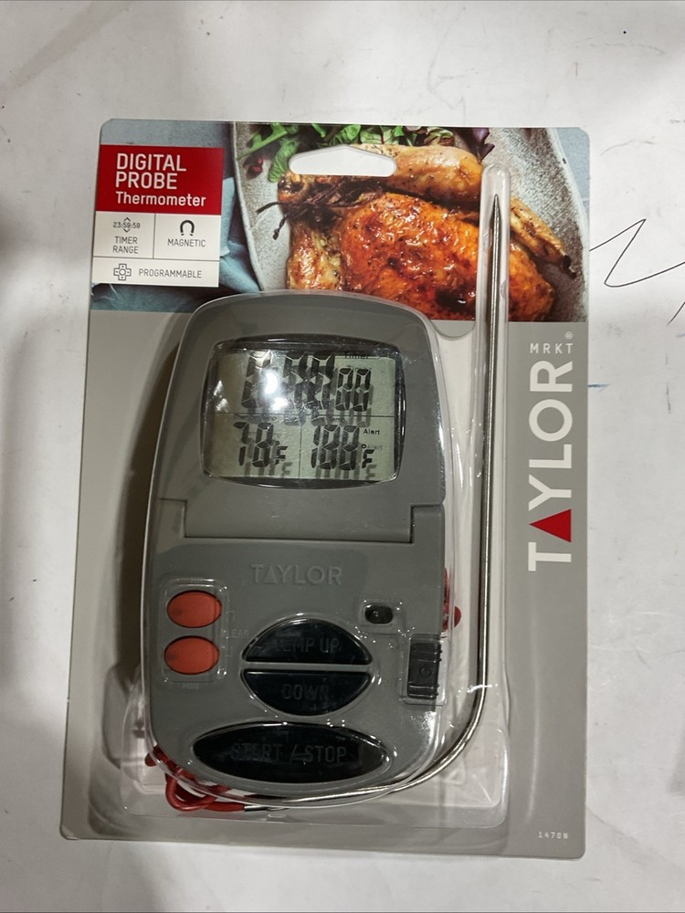 Taylor 1470N Digital Cooking Thermometer w/ Probe & Timer