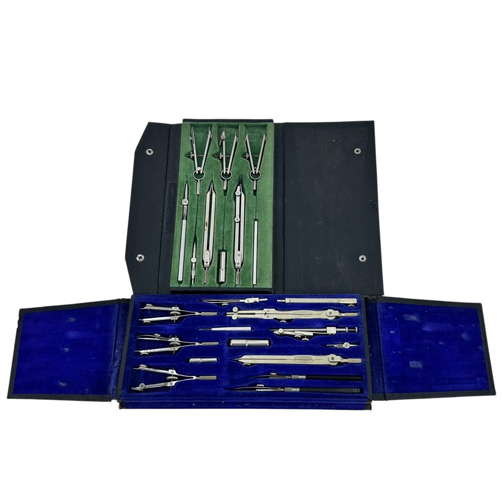 2 Vintage Drafting Sets with Cases Alpha 714 and Compass 801?