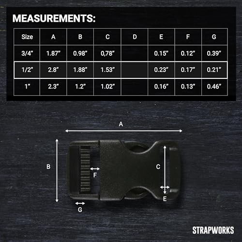 Plastic Single Adjustable Side Release Buckles – 1.5", 10 pack Black
