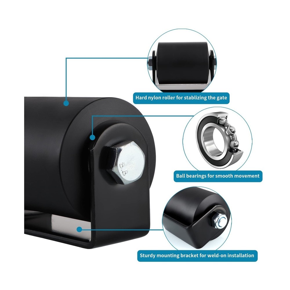 2-Piece Sliding Gate Guide Roller Set with C Bracket, 3" Nylon Rollers