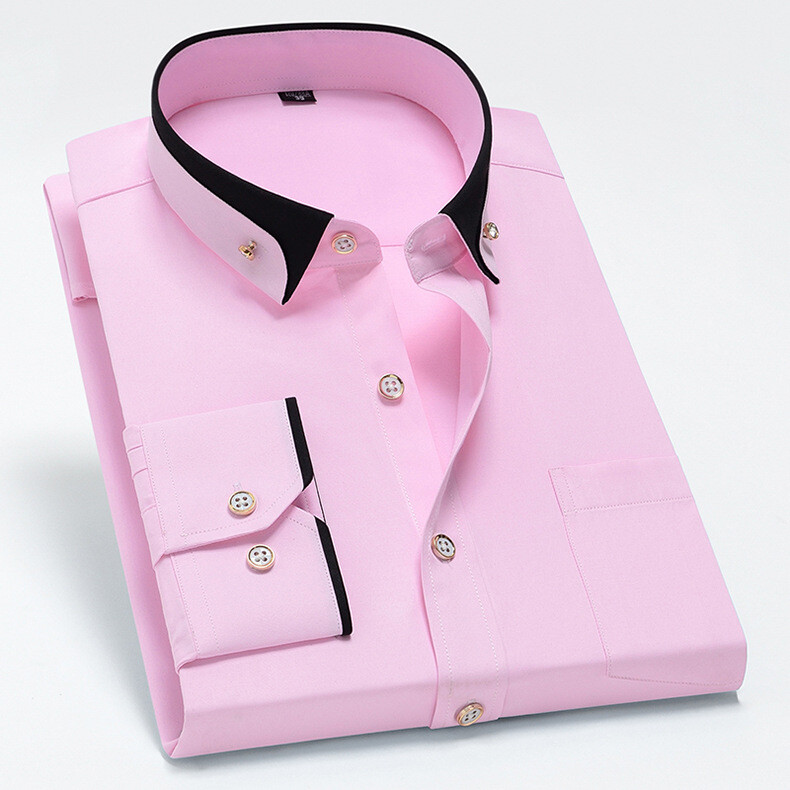 Mens Dress Shirts Formal No Ironing Elastic Long Sleeves Business Casual Shirts