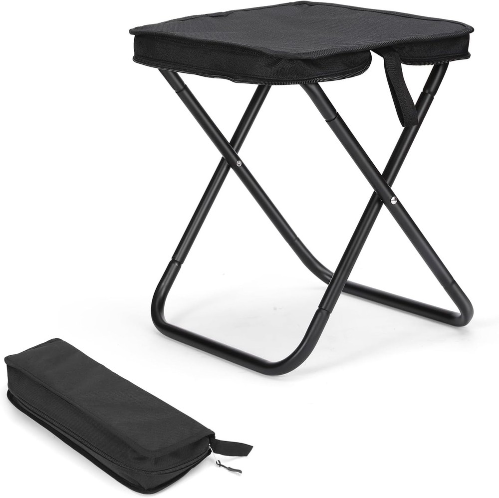 Camping Stool, Portable Folding Stool (Black)