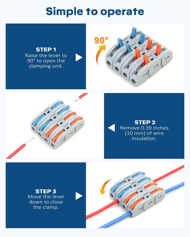 20Pcs Quick Connect Electrical Splicing Wire Connectors Terminal Block Connector