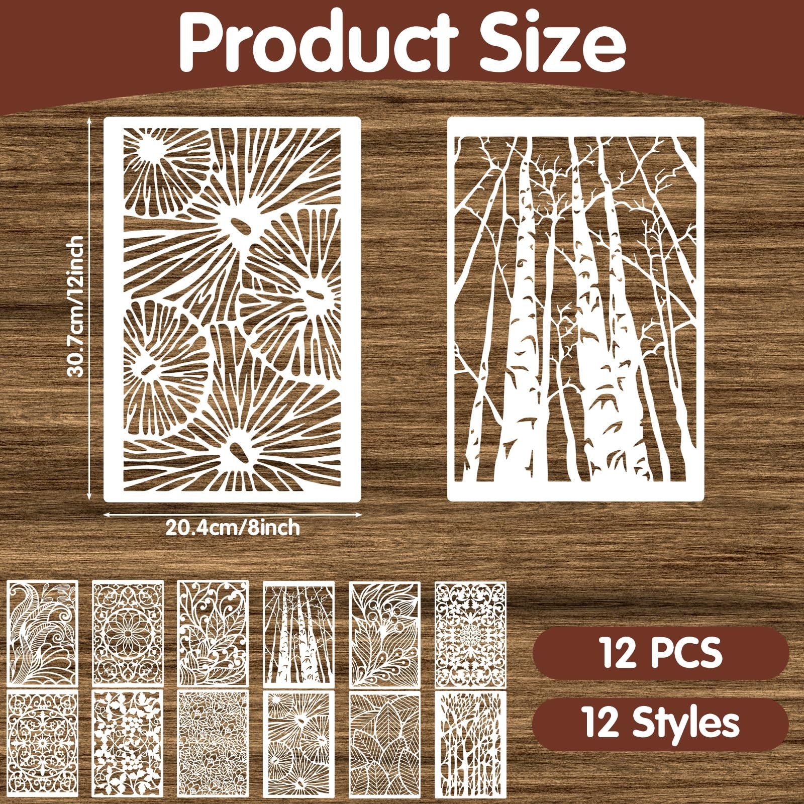 Flower Stencil, Reusable Floral Stencil Leaf Paint Templates Wall Art