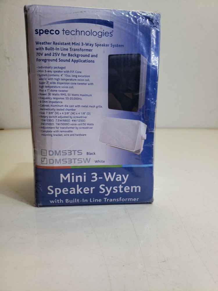 Speco Technologies Mini 3-Way  Speaker System DMS3TSW NEW