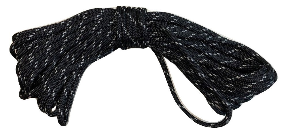 9/16" x 50 ft. Double Braid Polyester Rope yacht braid black/silver