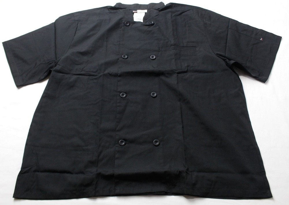 ChefUniforms Men's Plus Double Breasted Button Chef Coat CN6 Black Size 2X