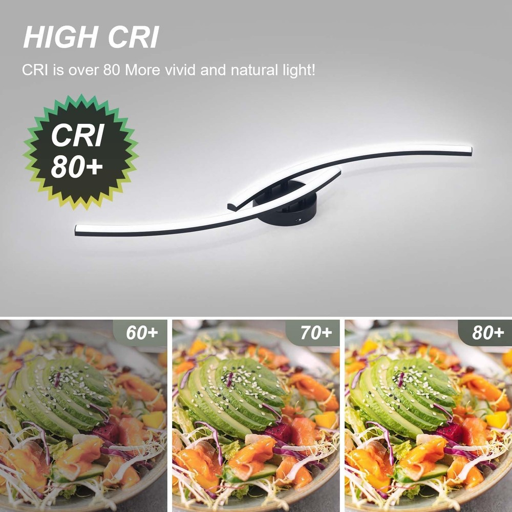 Modern LED Ceiling Light 22W Black Linear Ceiling Lights Fixture 6000K Alumin...
