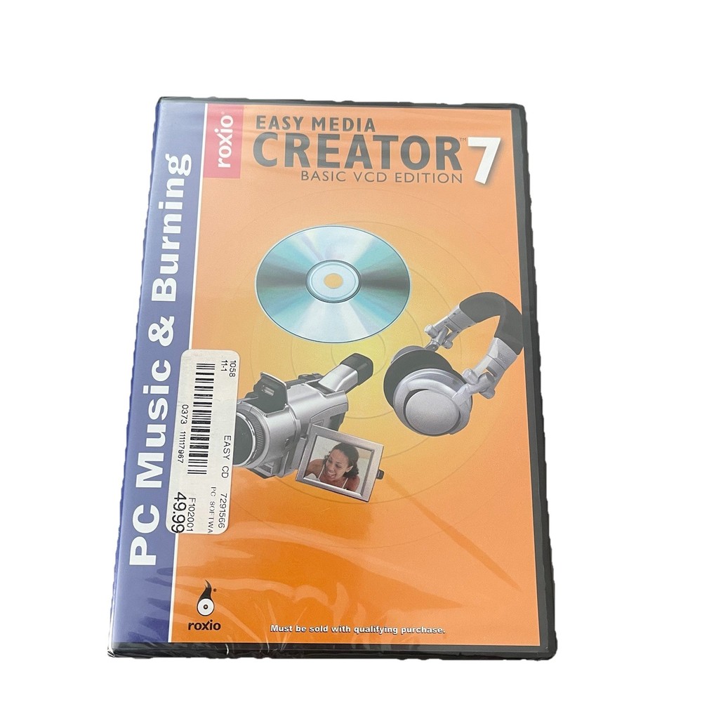Roxio Easy Media Creator 7 - 2-disk set with CD Key  and Guide - NEVER USED