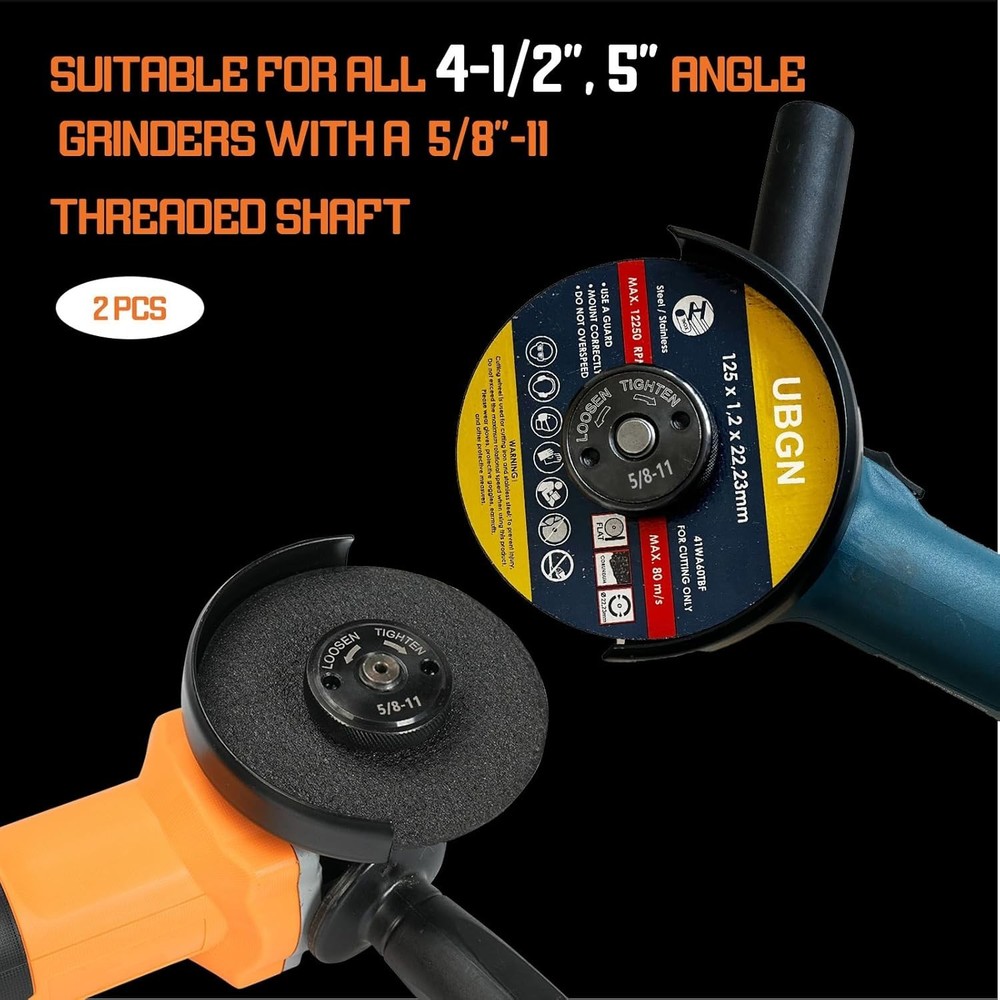 Self-Locking Flange Nuts for 4.5" & 5" Angle Grinders, 2PCS, No Wrench Needed