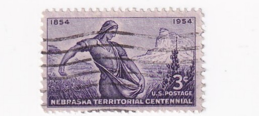 STAMP US SCOTT 1060 "Nebraska - The Sower" 3 CENT 1954 USED WAVE CANCEL - E