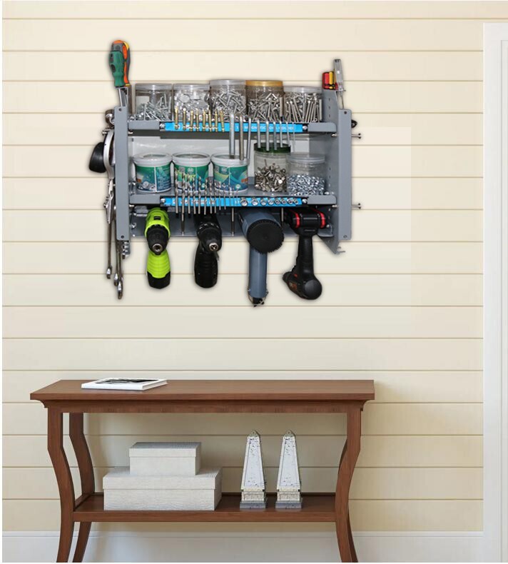 Multi-function Fixed Wall Type Three-layer Tool Rack w/12" Magnetic Strip 005821