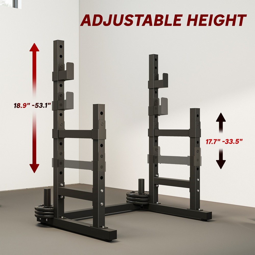 Adjustable Squat Rack, 660lbs Multi-Functional Bench Press Rack, Black