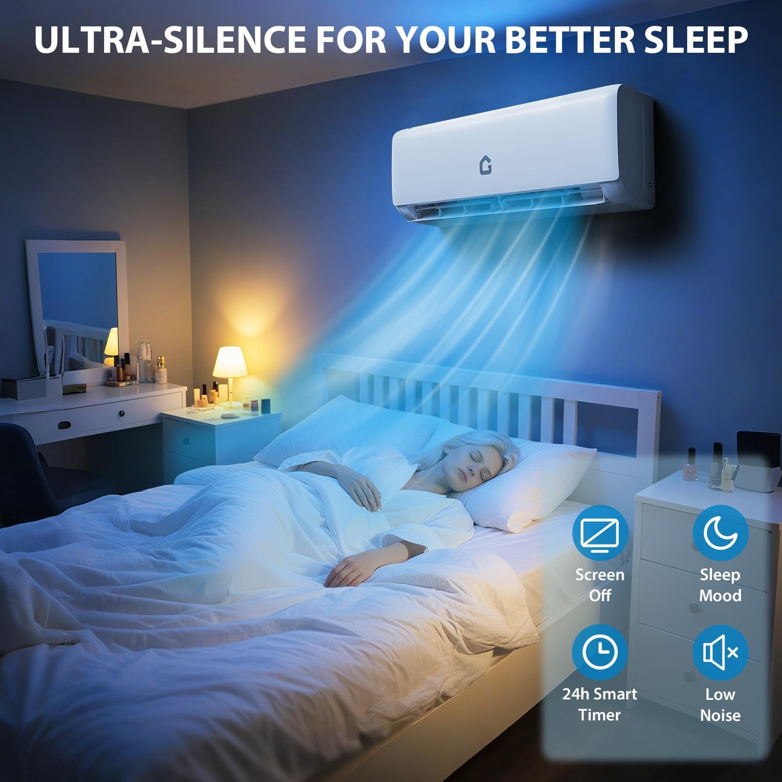 Ductless Mini Split Air Conditioner and Heat Pump 9000 BTU Cool Up to 450 Sq.Ft