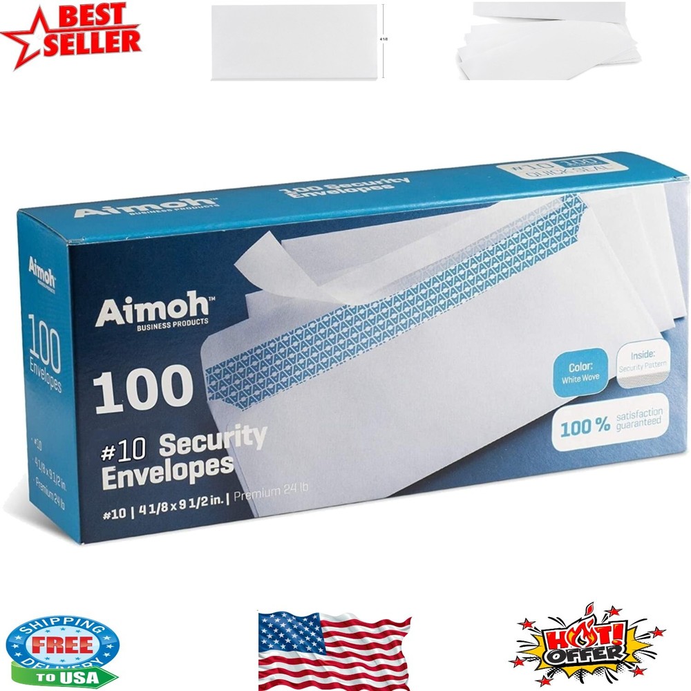 100 Count Security Envelopes | No Window, Self-Seal for Safe Mailing