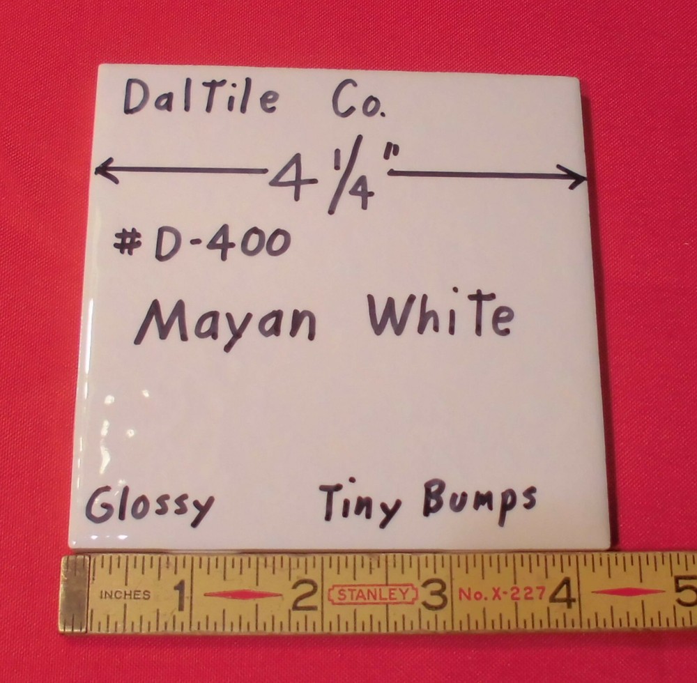 1 pc. Mayan White: Glossy Ceramic Tile by Daltile 4-1/4" Tiny Bumpy, Dimple NEW