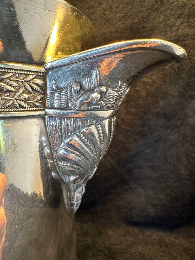 Antique 1868 Rogers & Smith Co. Engraved Silver Plate Insulated Pitcher