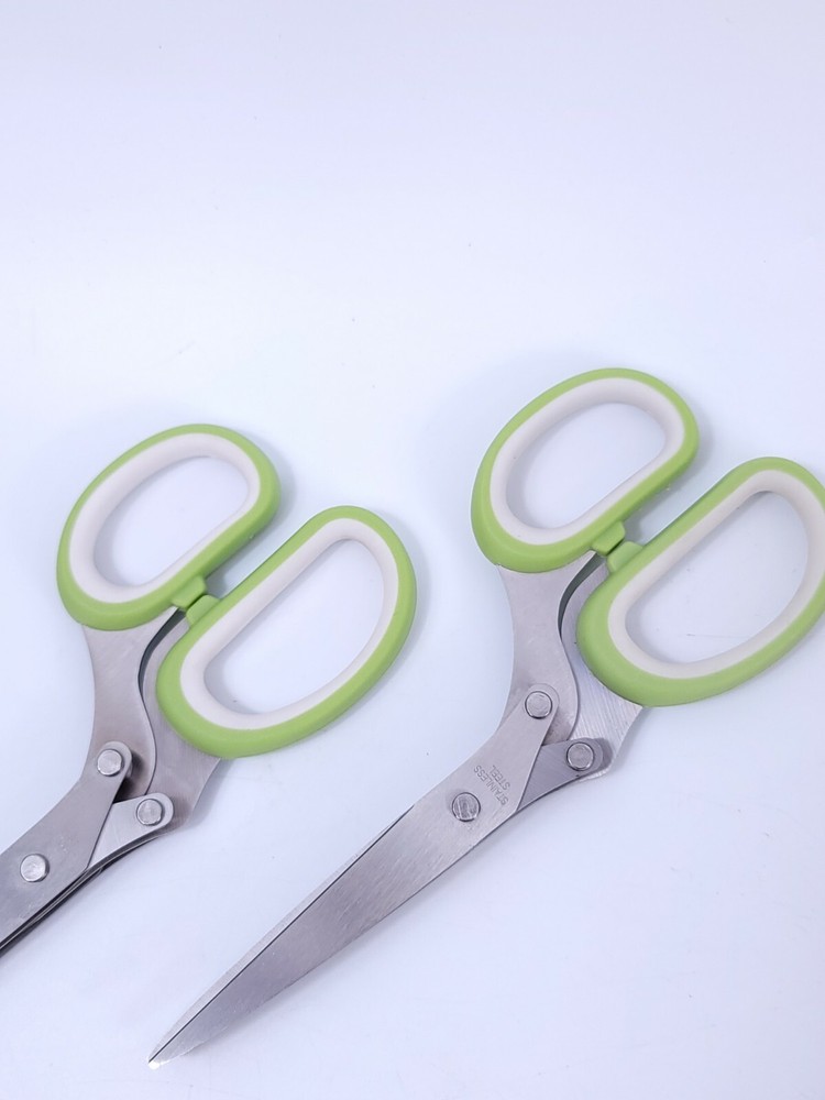 2x Stainless Steel 3 Blade Herb Vegetables Scissors Shears Kitchen Multi Purpose