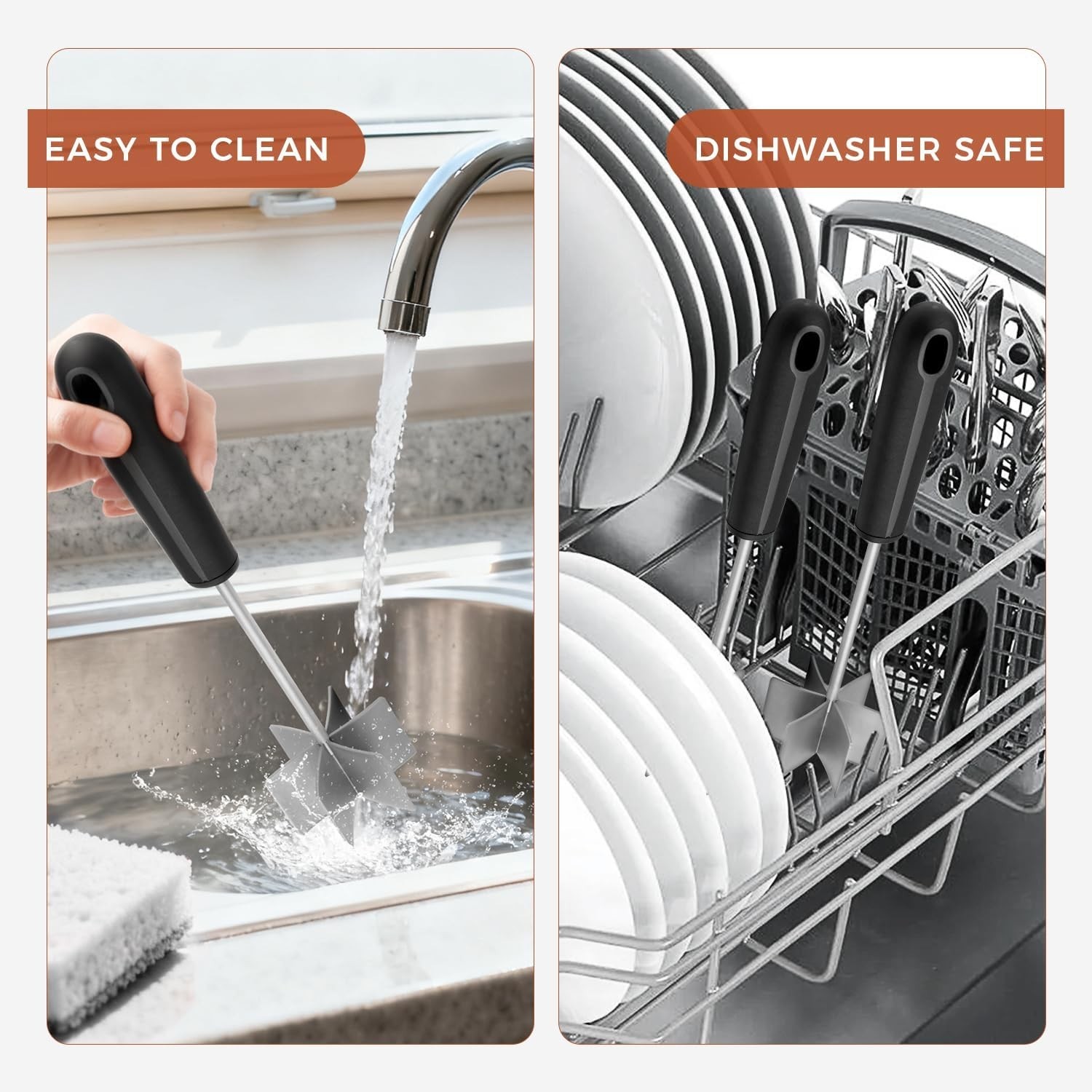 304 Stainless Steel Meat Chopper & Masher, 10 Inch Heat Resistant Ground Beef...