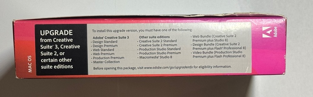 Adobe Creative Suite 5.5 Design Premium CS4 MAC OS Upgrade Version W/ Serial