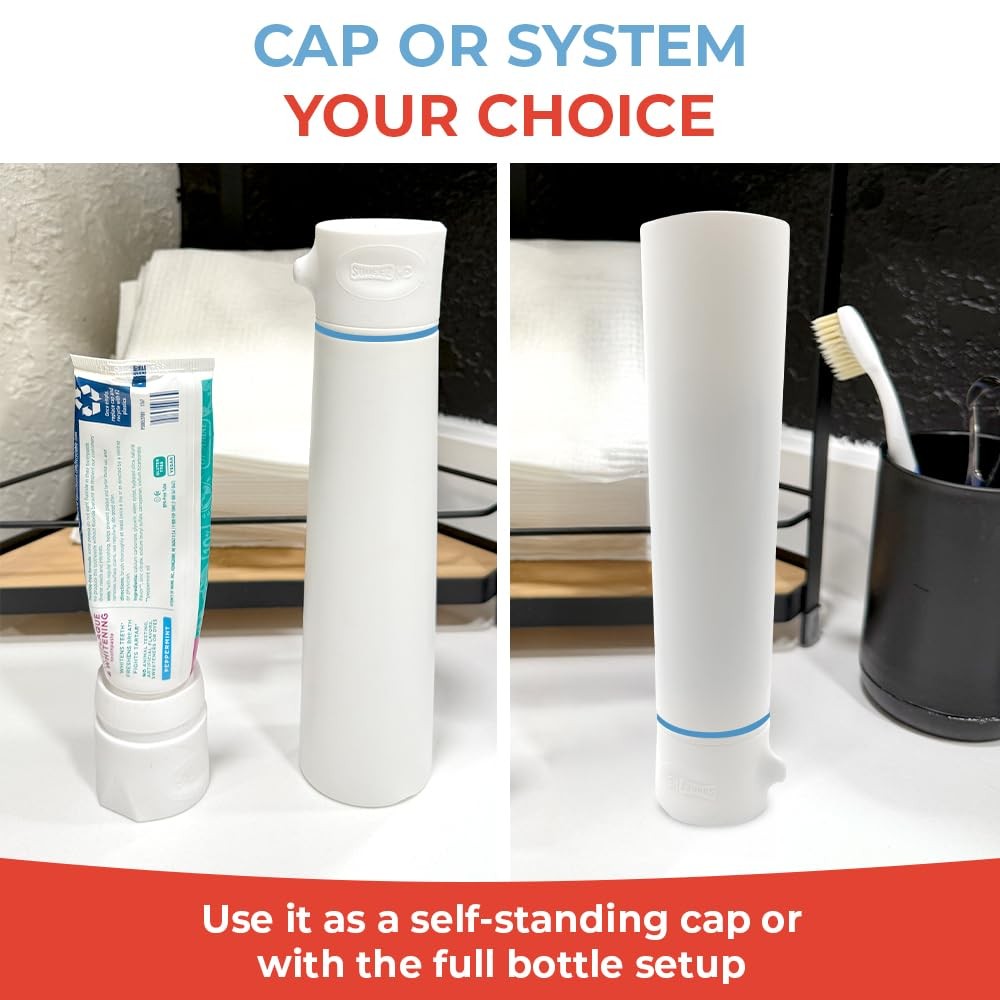 SqueezMe EasyPump Toothpaste Dispenser System - No-Mess Toothpaste Dispenser ...