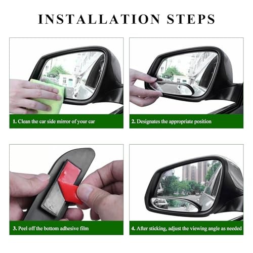 2 PCS Blind Spot Car Mirrors, Rectangular HD Glass Convex Side Mirrors with