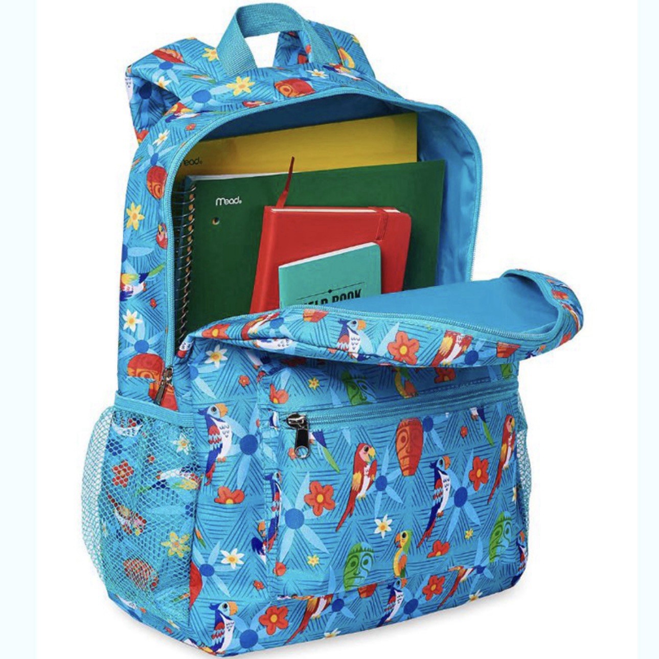 NWT Disney Parks Enchanted Tiki Room 17" Backpack Parrots Blue