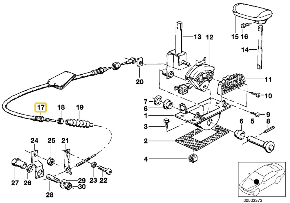 Automatic transmission Bowden cable for BMW E-24 E-28