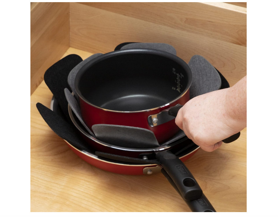 Pot & Pan Protectors (6-Pack), 14"-18", Black/Gray – Stack & Organize Cookware