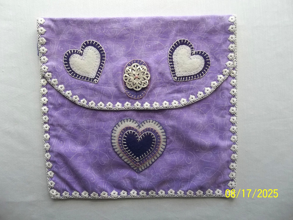 Handmade Fabric Applique Project Bag for Needlework/Crafts - Lined