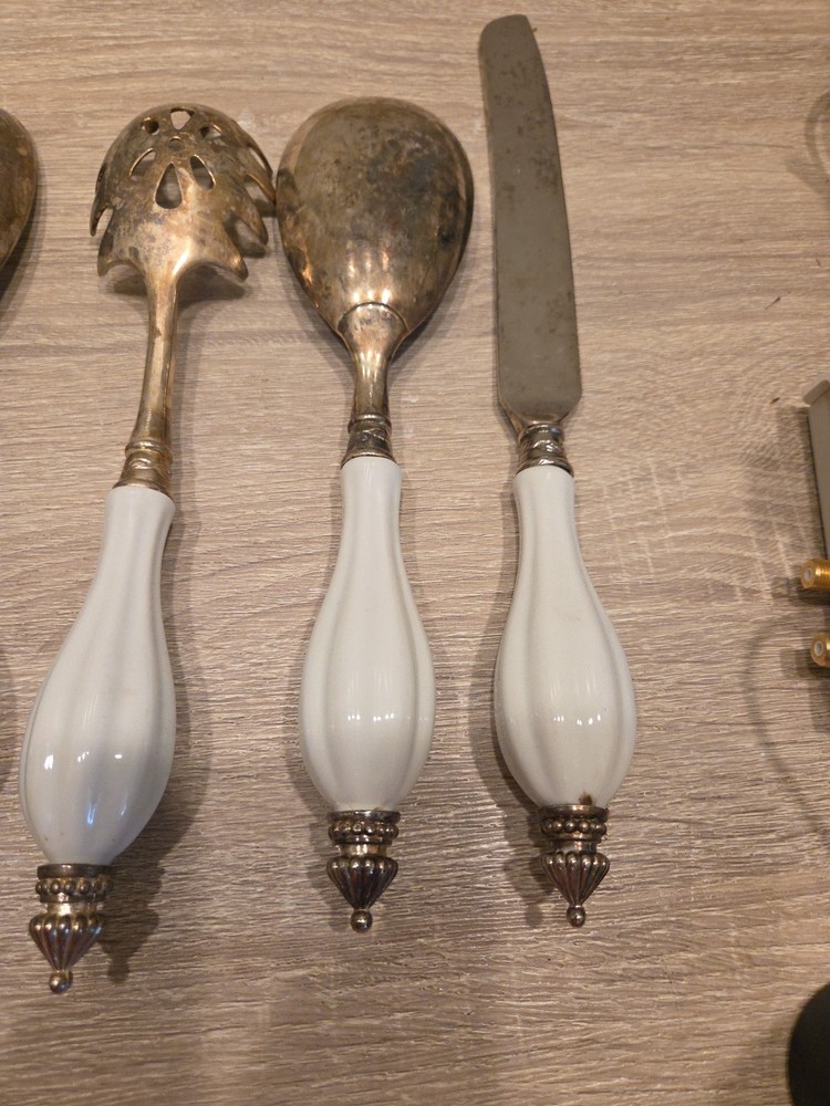 Godinger Vintage Hostess 5 pc Serving set-Silver Plated with Porcelain Handles