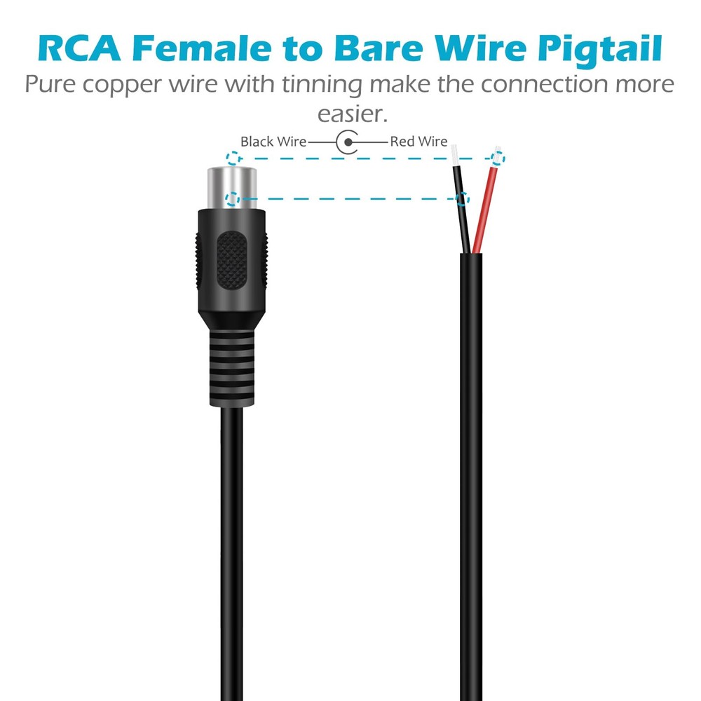 Fancasee 2-Pack RCA Female Plug to Speaker Wire Bare Jack, Black