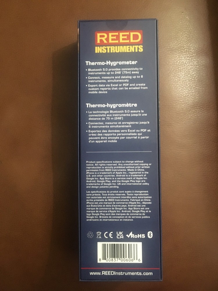 REED Instruments R1610 Thermo-Hygrometer, Bluetooth Smart Series