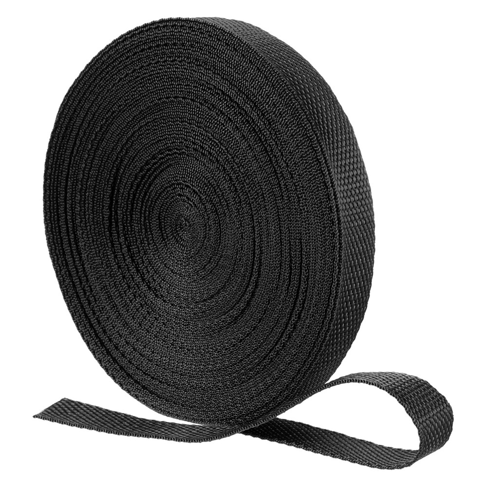 Nylon Webbing Strap, 22 Yards x 3/4" Polypropylene Flat Webbing Strap (Black)