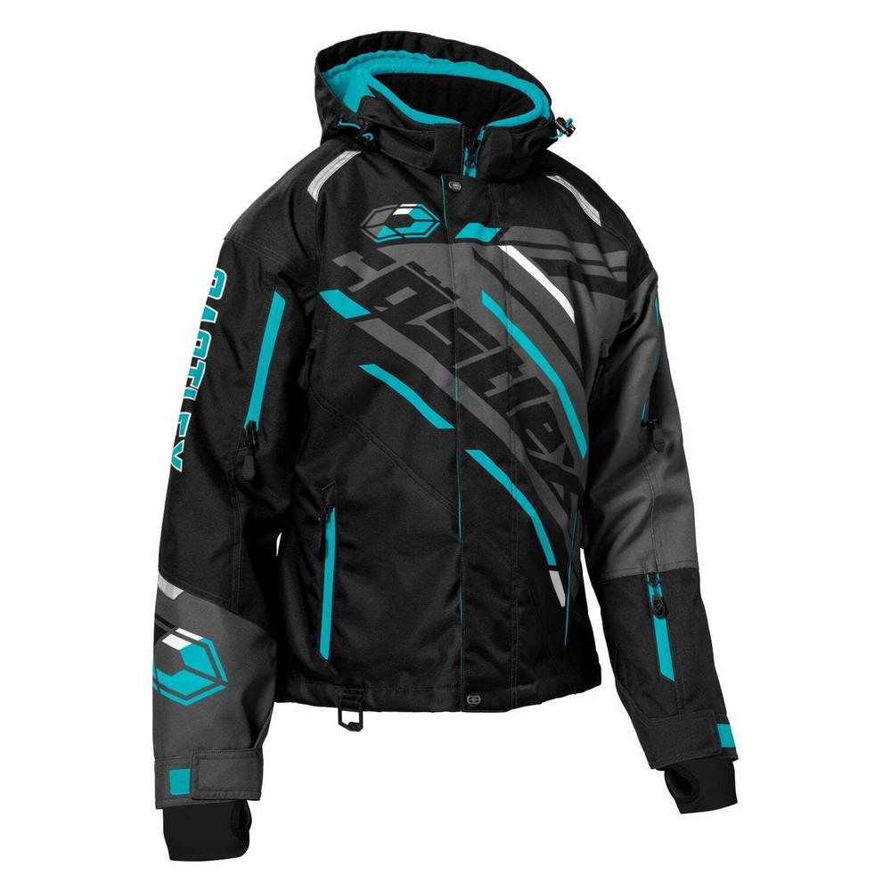 Castle X React "Floater" Women's Snowmobile Jacket - Turquoise/Black/Charcoal