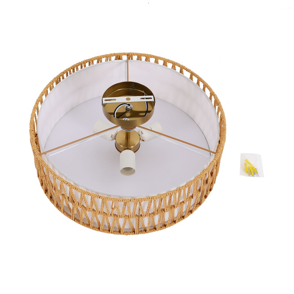 17.7" Semi Flush Mount Ceiling Light 3-Light Large Boho Flush Mount Ceiling Ligh