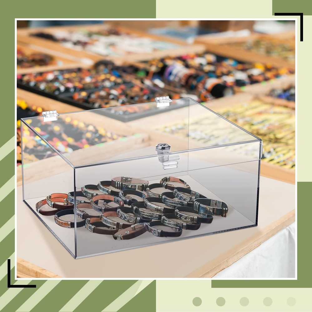 Clear Acrylic Locking Display Case with Keys Large Medication Lock Box Snack ...