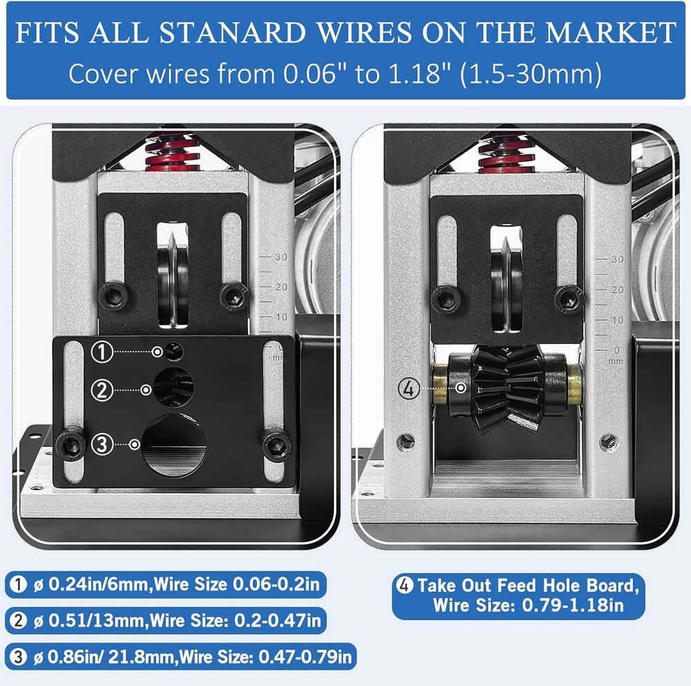 Wire Stripper Machine, 0.06''-1.18'' Electric Cable Stripper Machine with 180...