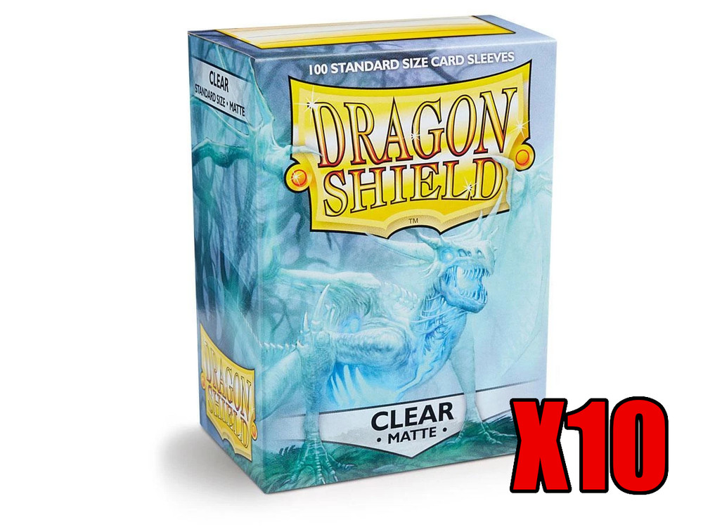 Matte Clear Case Display Dragon Shield Standard Size Sleeves - 10 Packs